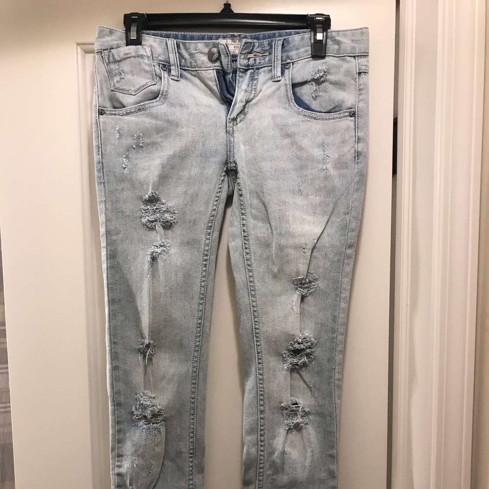 Free People Destroyed Light Wash Jeans